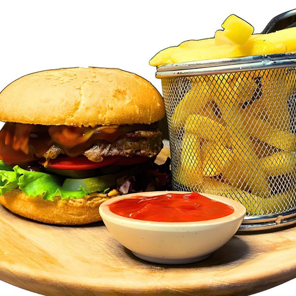 Чизбургер с картофелем фри