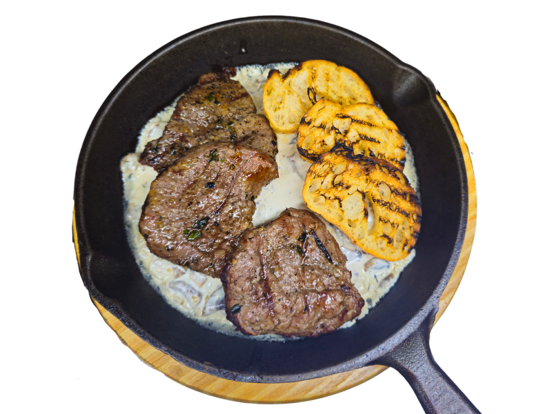 Медальоны в сливочно-грибном соусе