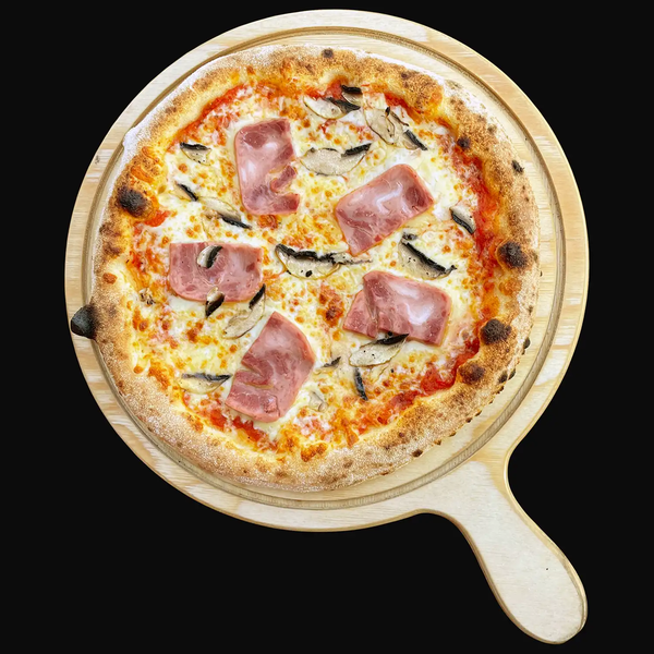 Пицца с ветчиной и грибами
