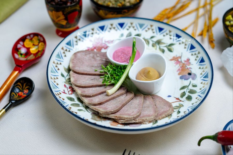 Язык с хреном и горчицей