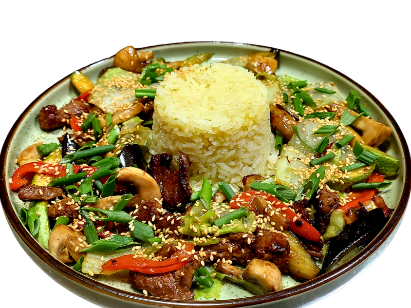 Мясо по-тайски с рисом