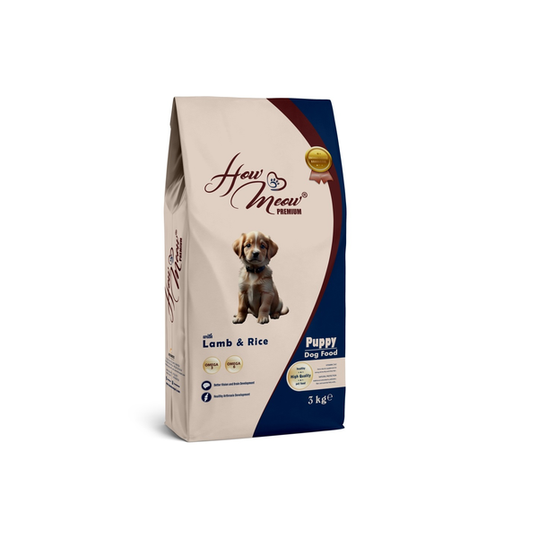 Сухой корм для щенков How Meow Premium с ягненком и рисом, 1 кг